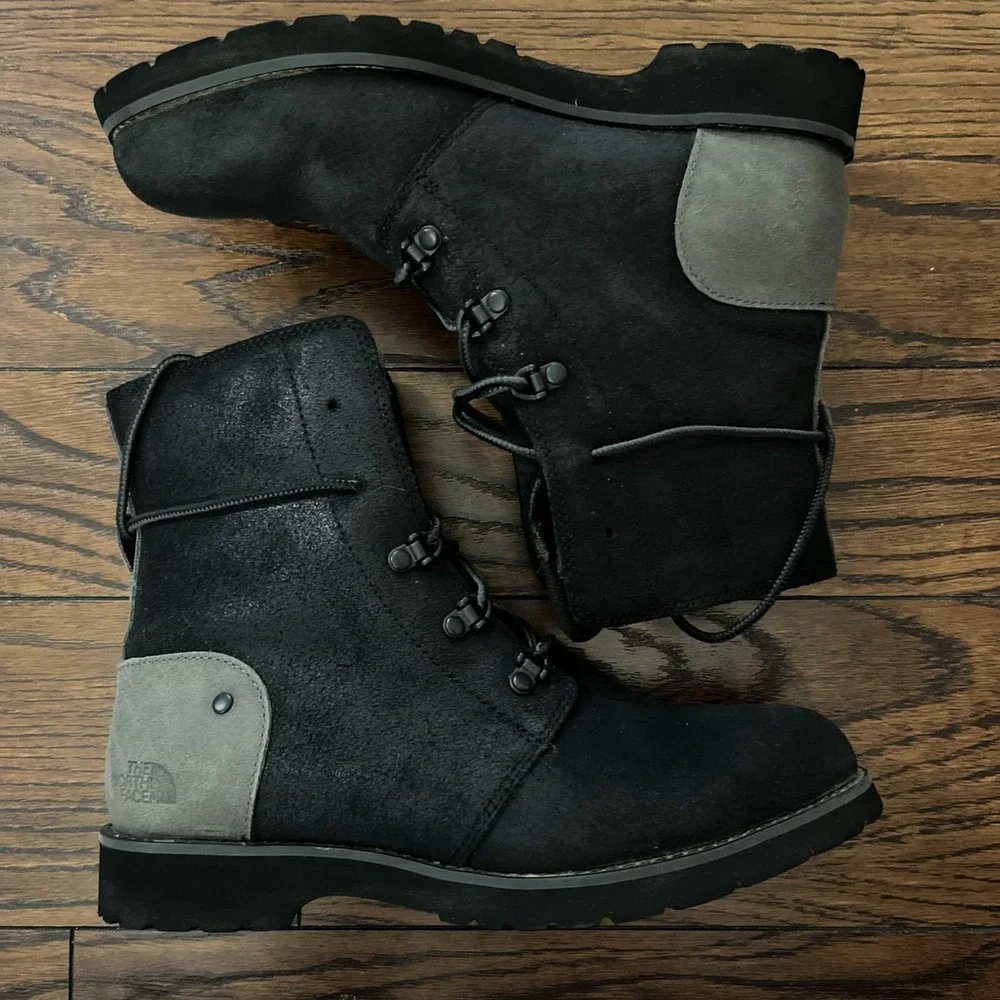 The North Face Ballard Lace II Winter Black Leather Boots Women's Size 8 US